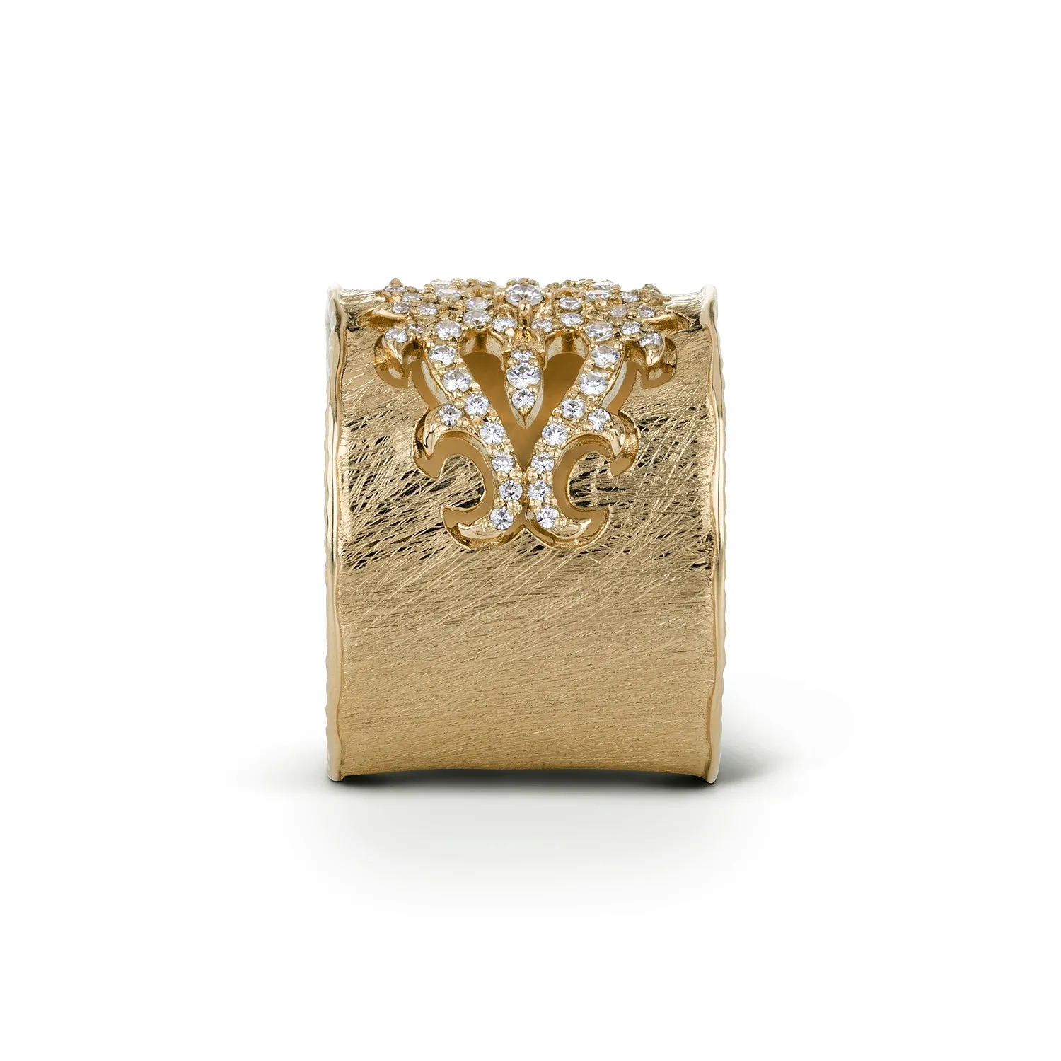 0.24 CTW DEW Moissanite Bold Fashion Cigar Band in 14K Yellow Gold