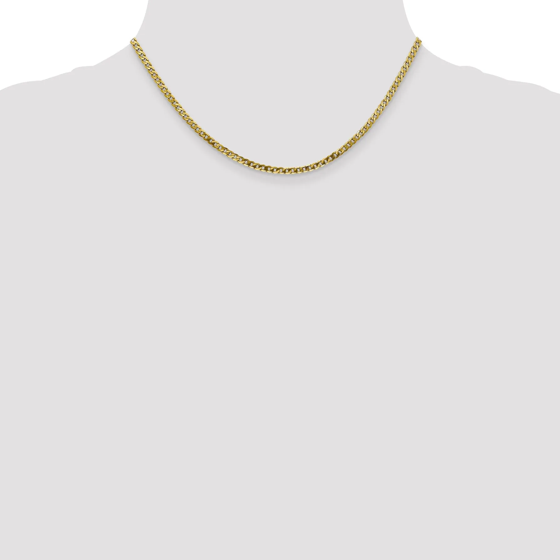10k Yellow Gold 2.4mm Flat Beveled Curb Chain