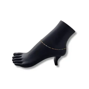 10K Yellow Gold Fashion Tri-Color Anklet