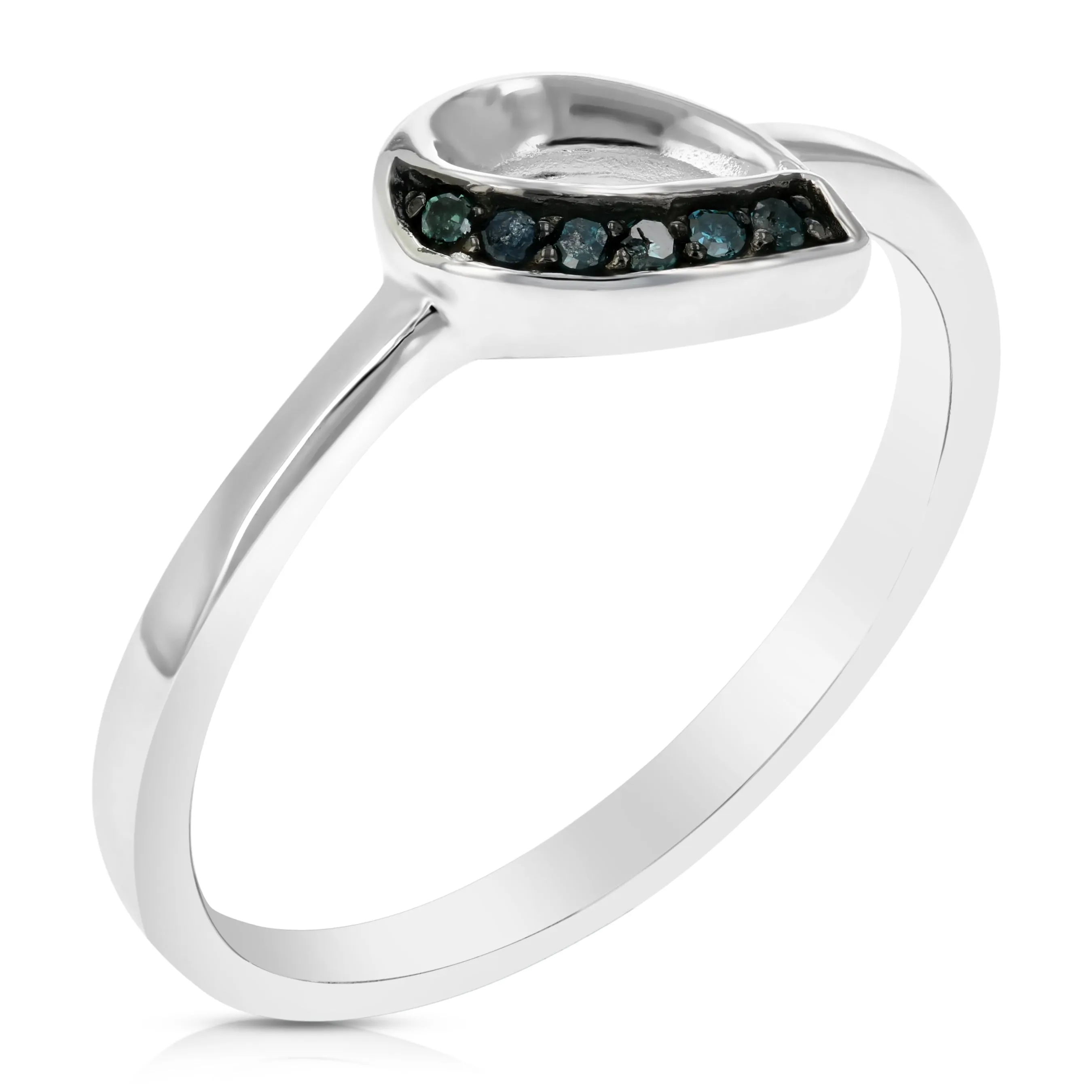 1/20 cttw Blue Diamond Statement Ring in Sterling Silver