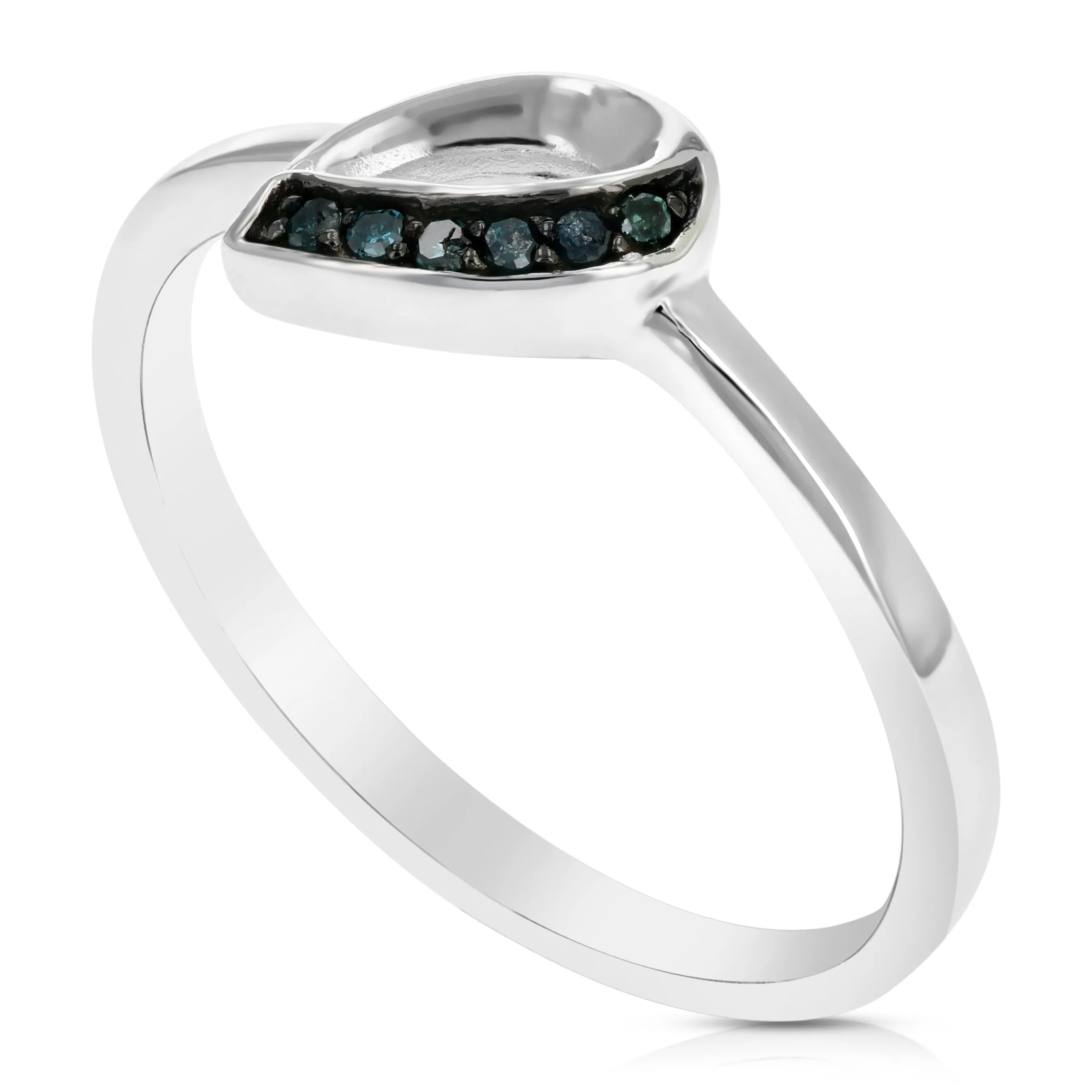 1/20 cttw Blue Diamond Statement Ring in Sterling Silver