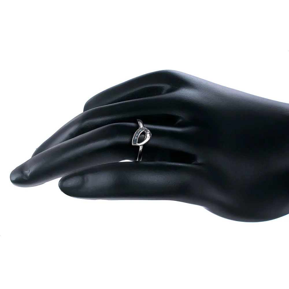 1/20 cttw Blue Diamond Statement Ring in Sterling Silver