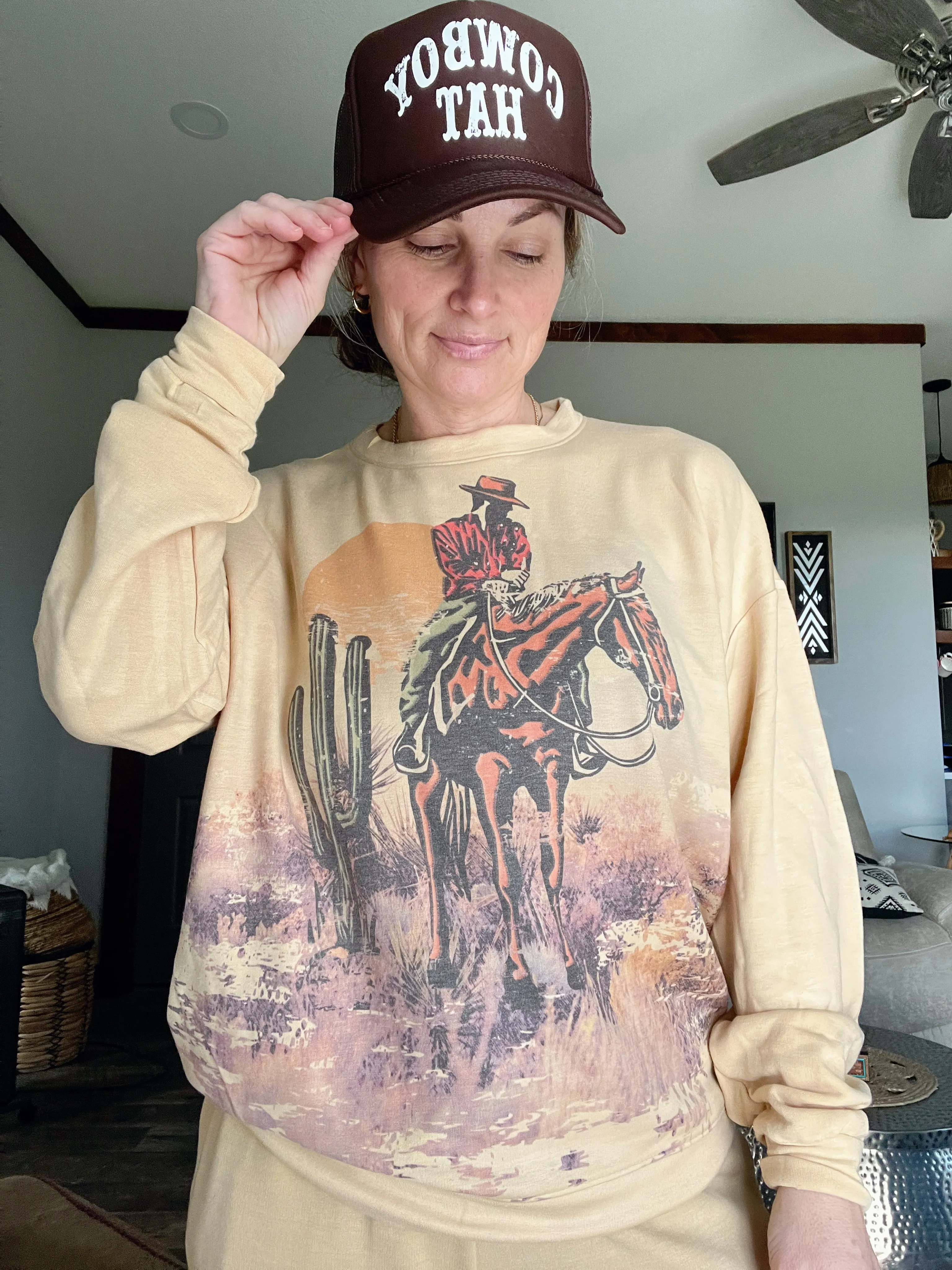 122314  DESERT RODEO PRINTED SWEATSUIT SET