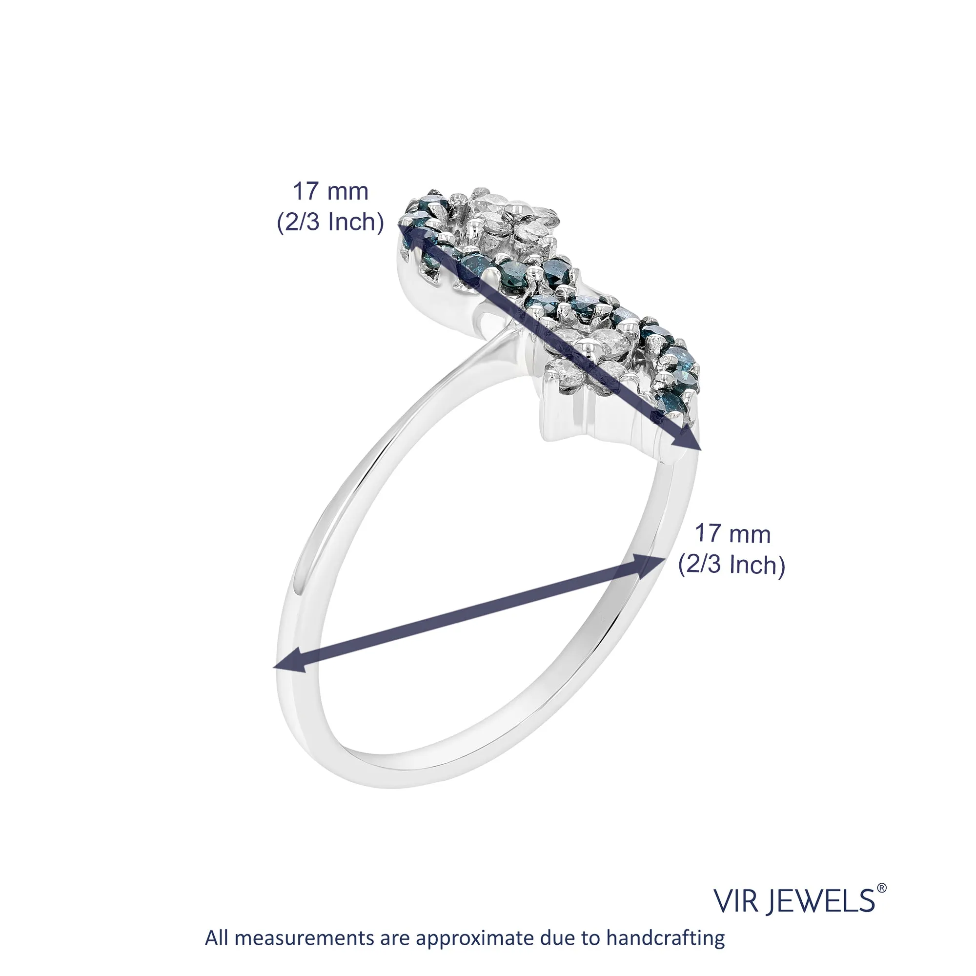 1/3 cttw Blue and White Diamond Statement Ring in 10K White Gold