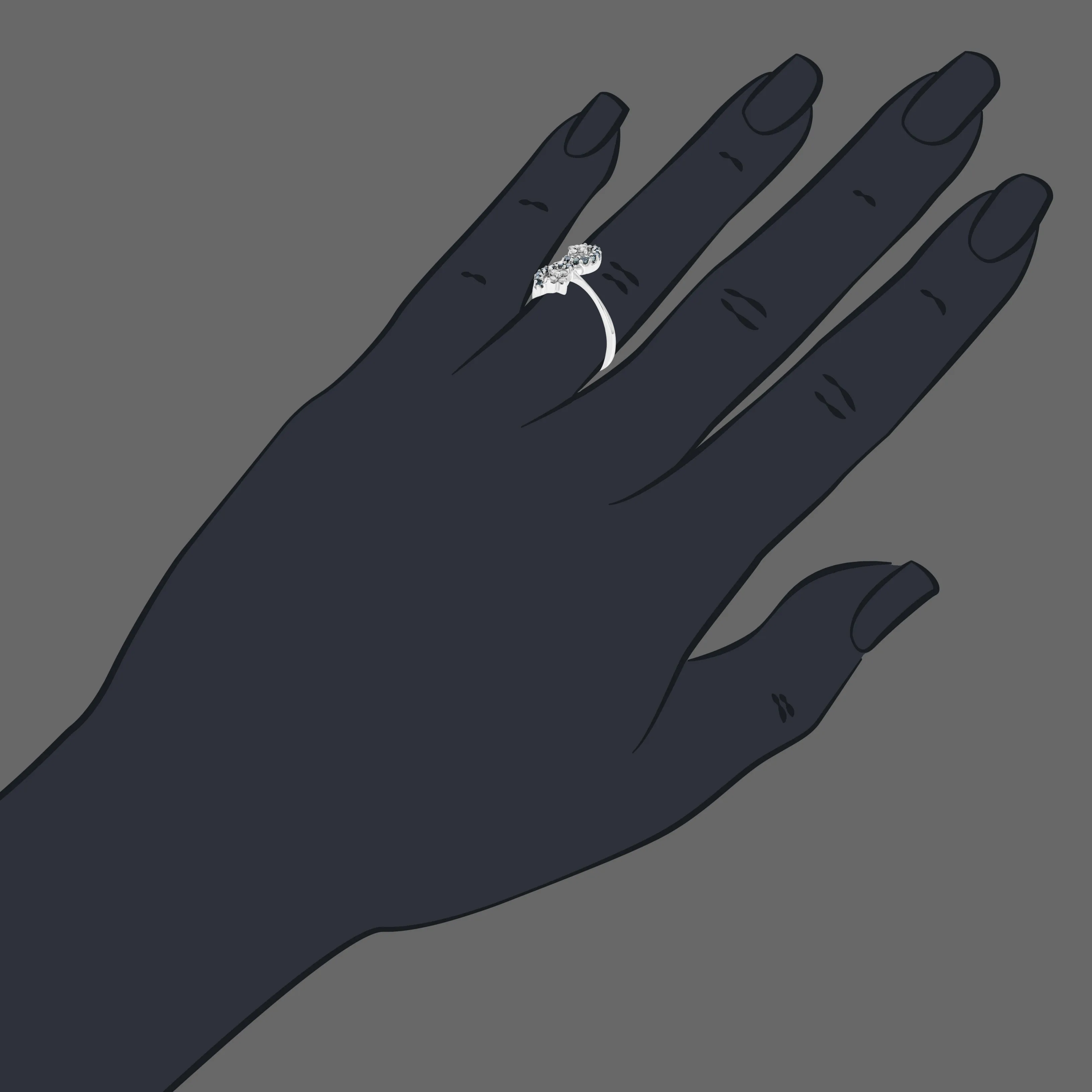 1/3 cttw Blue and White Diamond Statement Ring in 10K White Gold