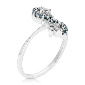 1/3 cttw Blue and White Diamond Statement Ring in 10K White Gold