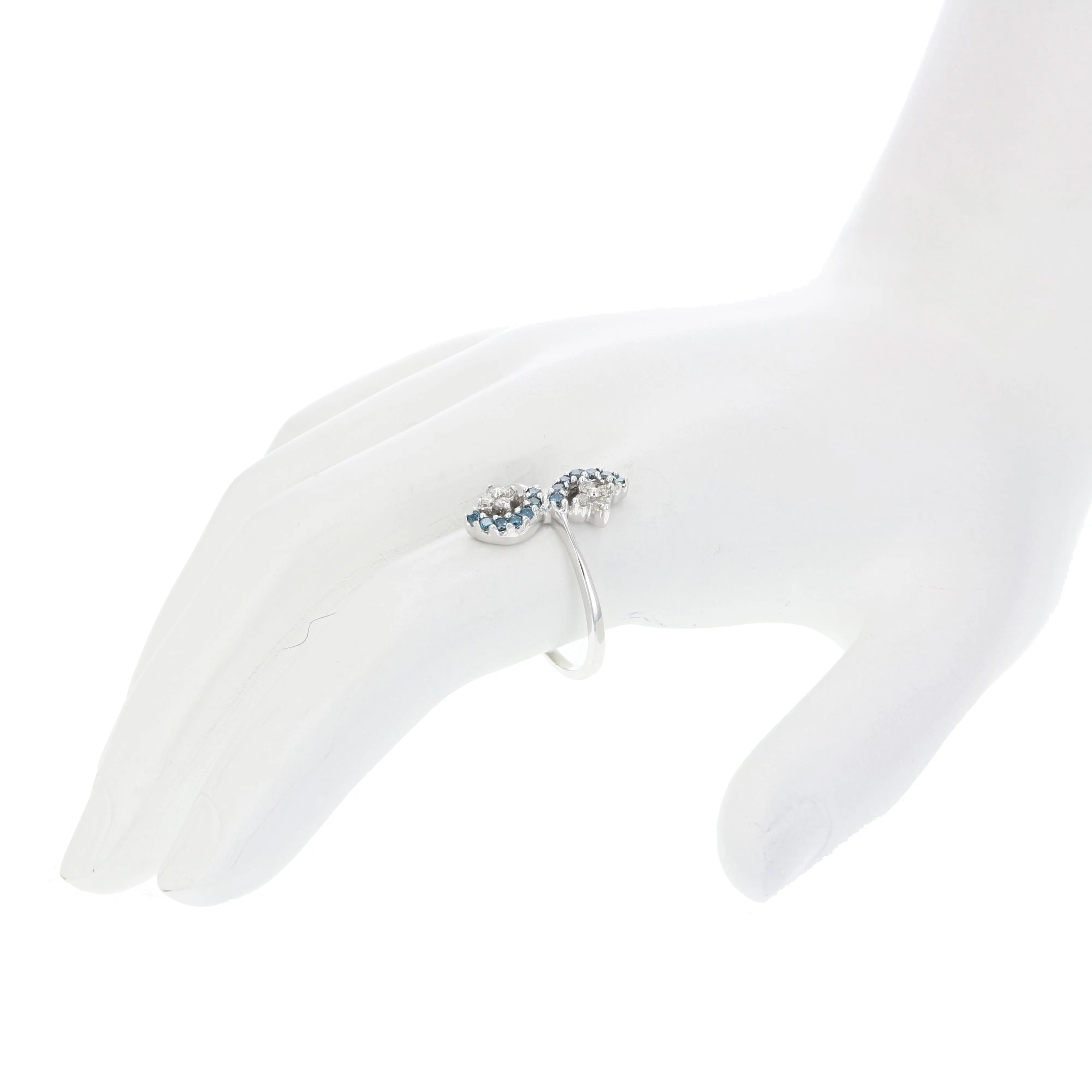 1/3 cttw Blue and White Diamond Statement Ring in 10K White Gold