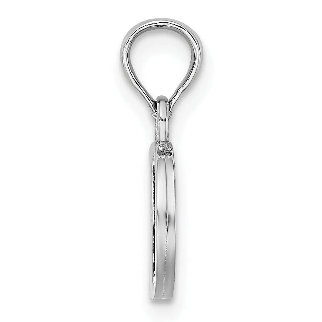 14K White Gold Block Design Small Letter D Initial Charm Pendant