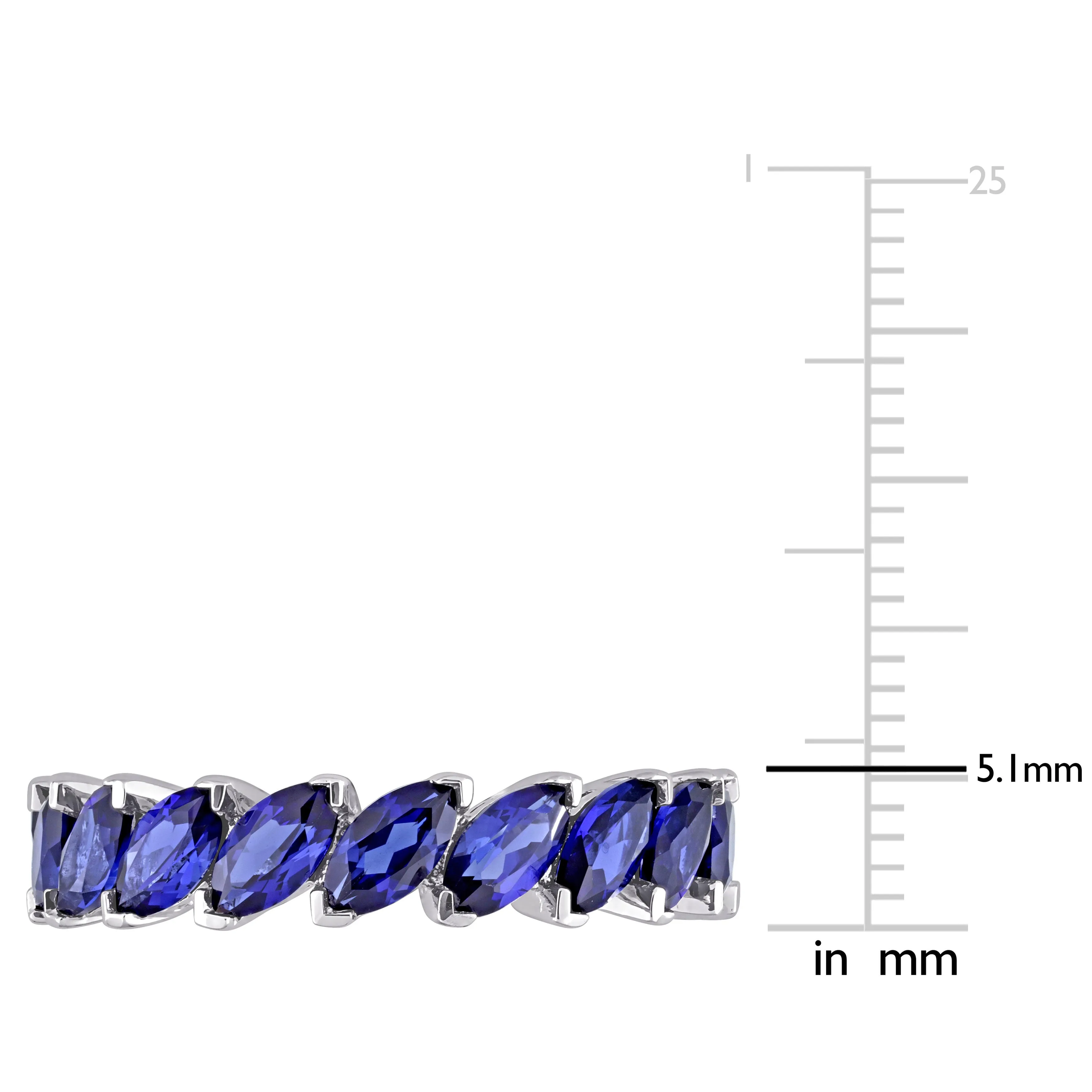 14K White Gold Blue Sapphire Marquise Cut Eternity Ring