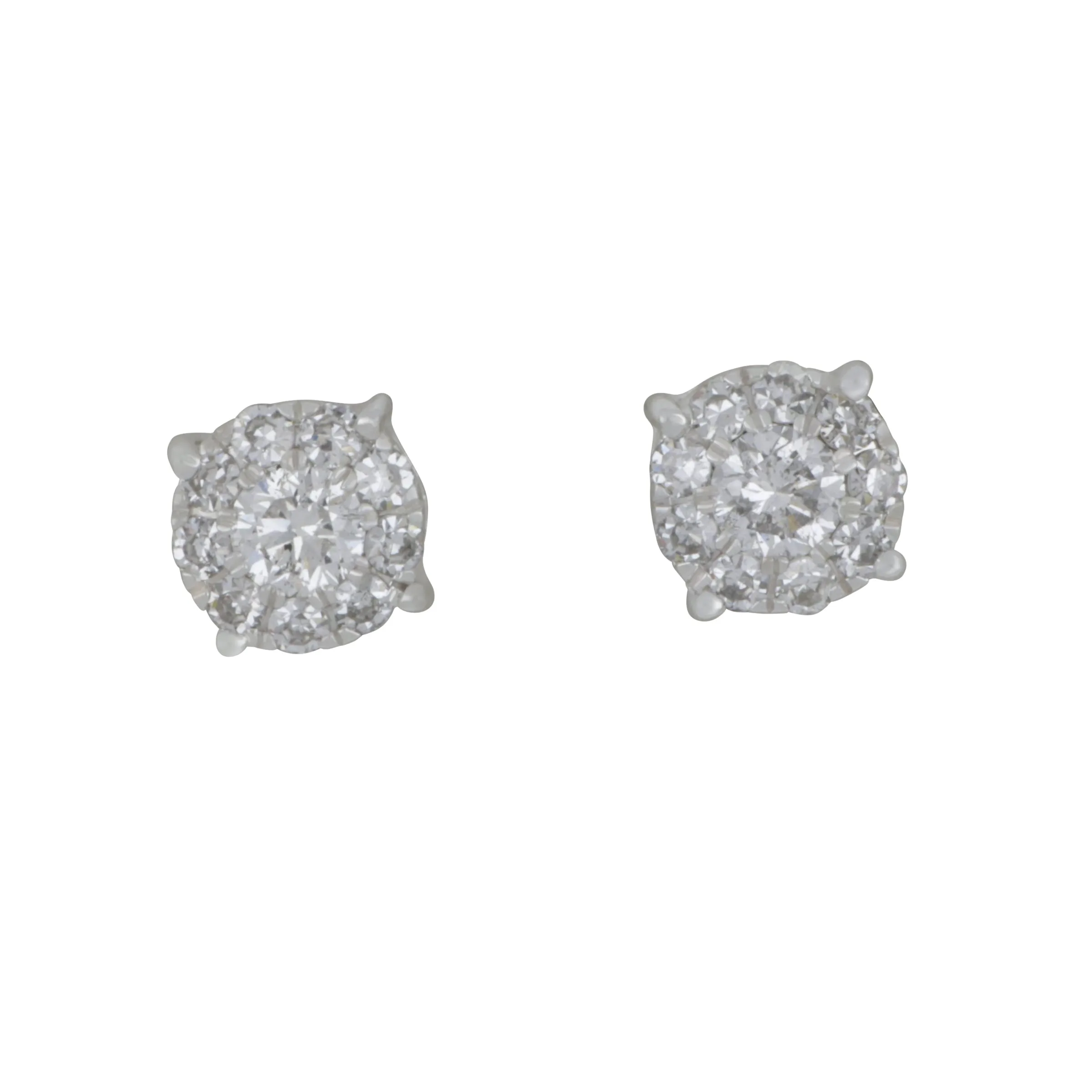 14k White Gold Round Halo Diamond 0.56tw HI/SI Stud Earrings