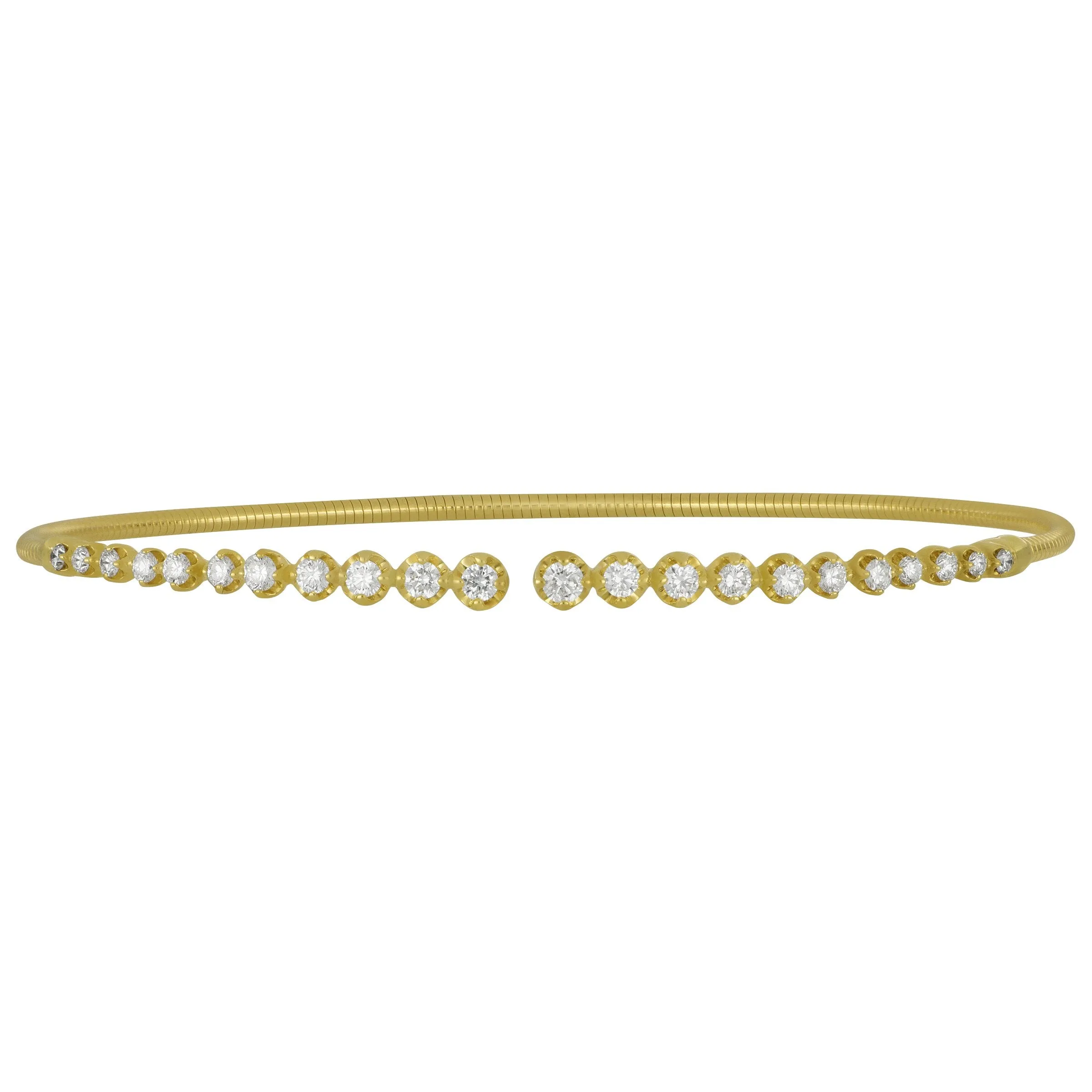 14k Yellow Gold Graduated Diamond Coil Cuff Bracelet, D=0.66tw