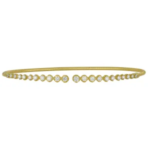 14k Yellow Gold Graduated Diamond Coil Cuff Bracelet, D=0.66tw