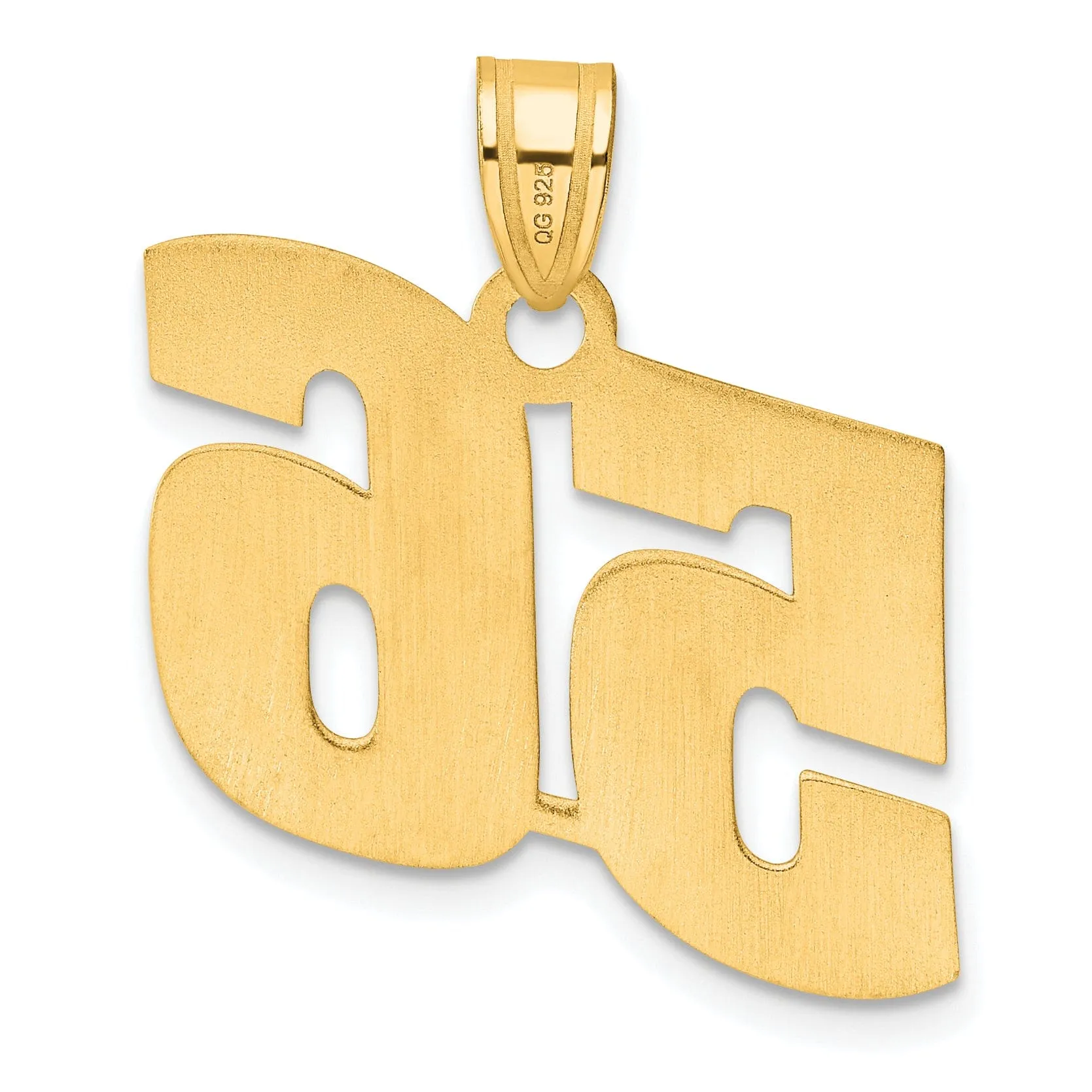 14k Yellow Gold Polished Finish Block Script Design Number 56 Charm Pendant