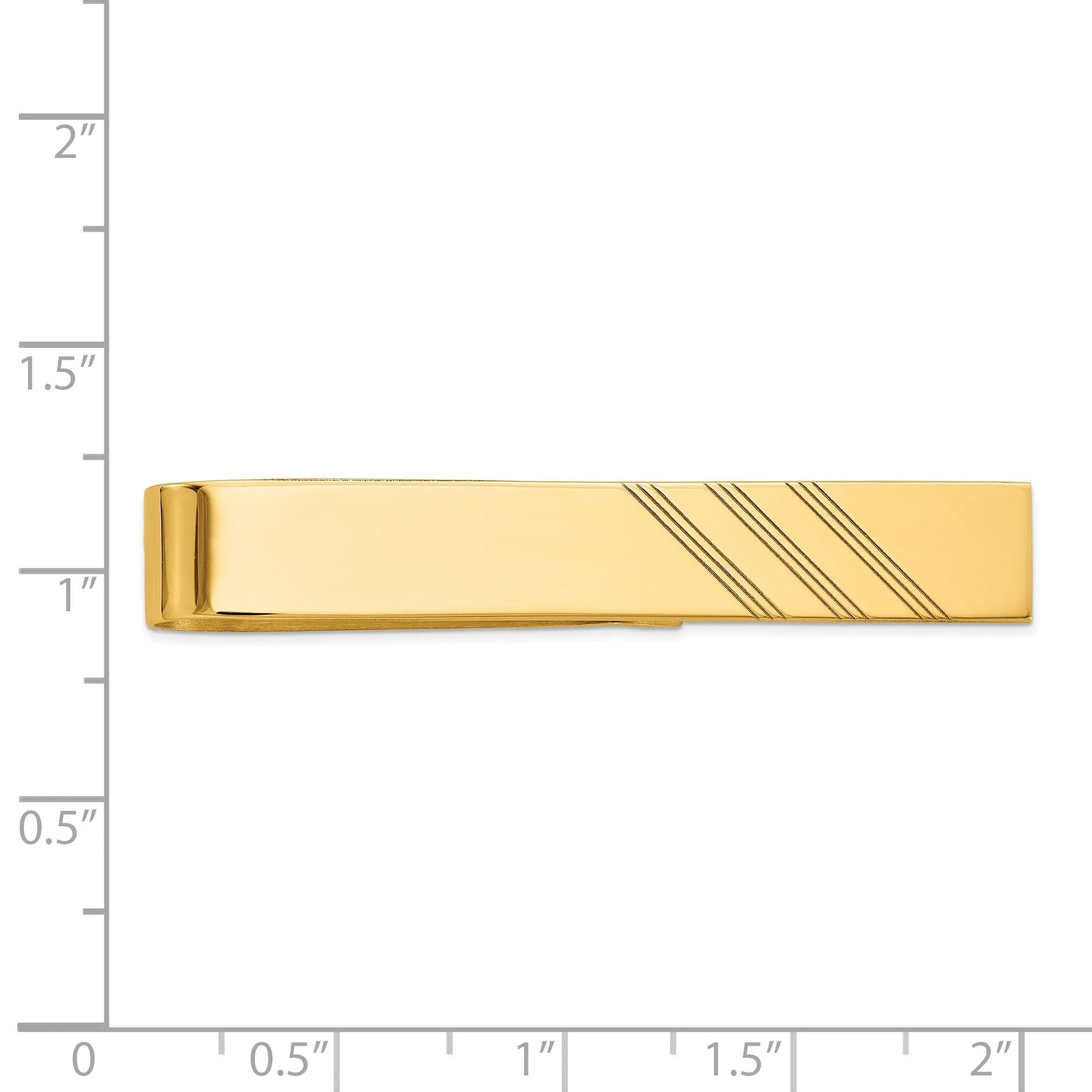 14k Yellow Gold Solid with Line Design Tie Bar