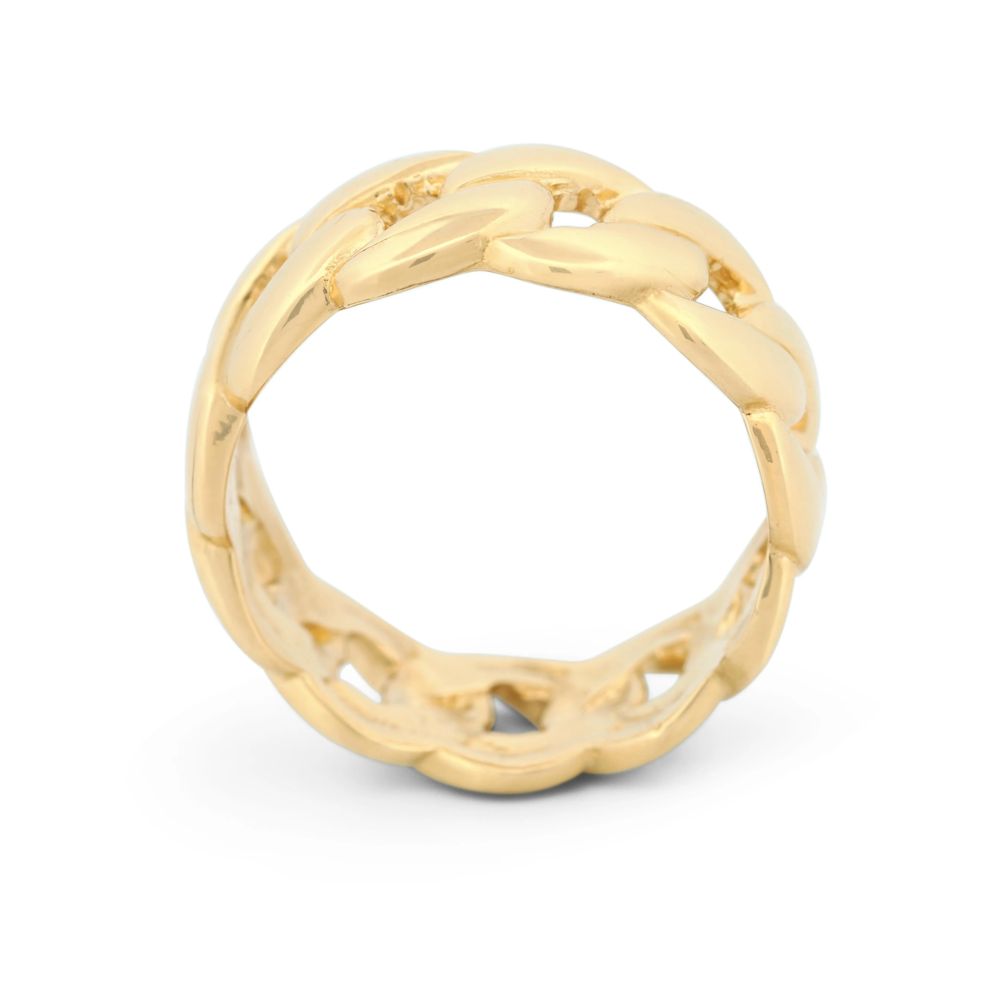 14k Yellow Gold Women's Curb Link Fashion Statement Band Ring New