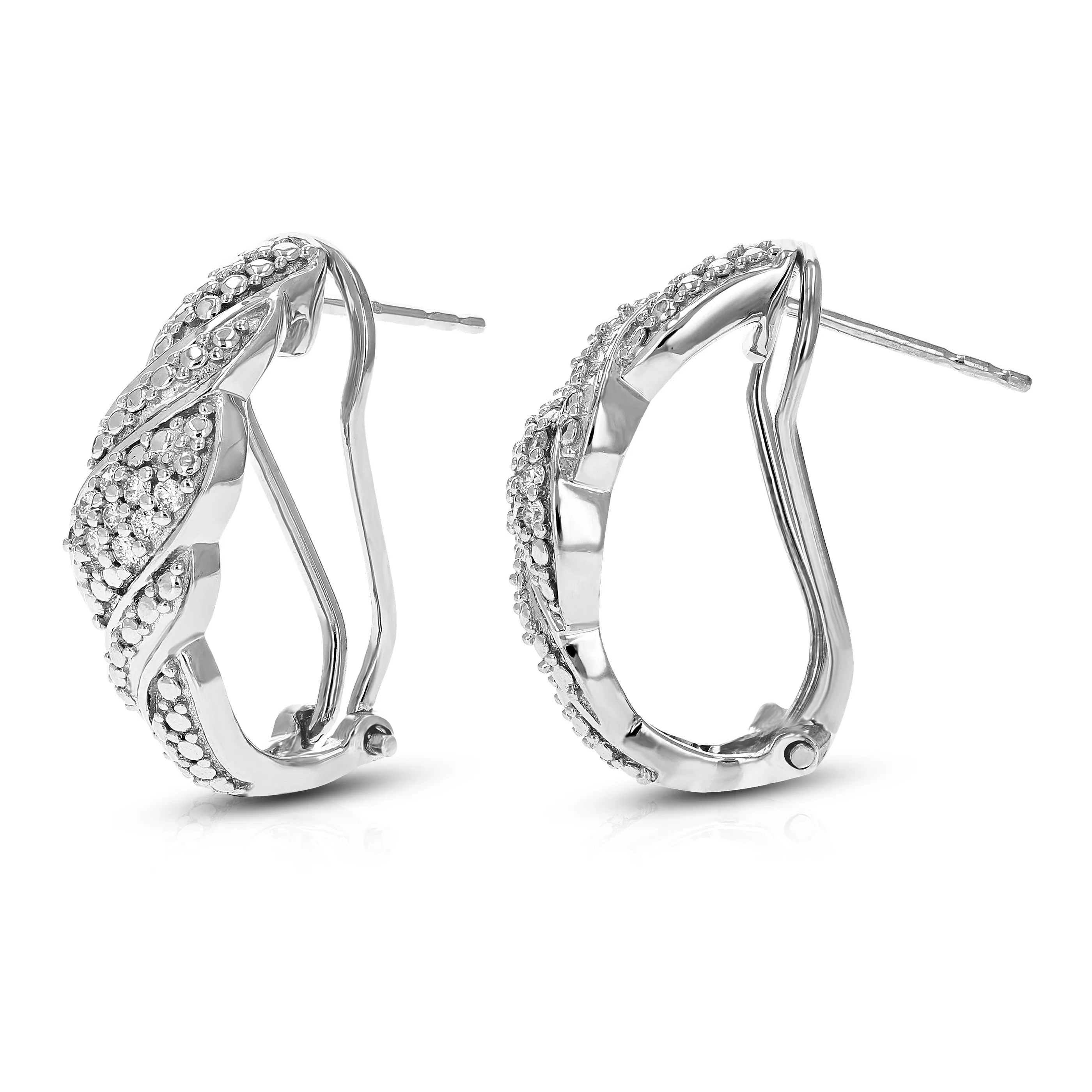 1/5 cttw Lab Grown Diamond Twist Hoop Earring in Sterling Silver