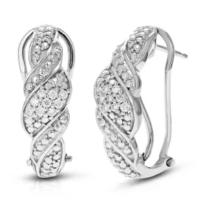 1/5 cttw Lab Grown Diamond Twist Hoop Earring in Sterling Silver