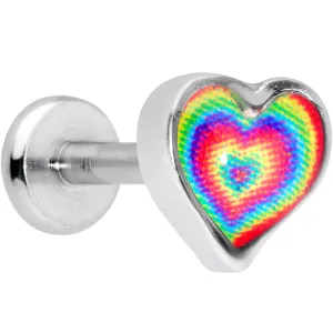16 Gauge 5/16 Rainbow Tie Dye Heart Valentines Day Labret Tragus