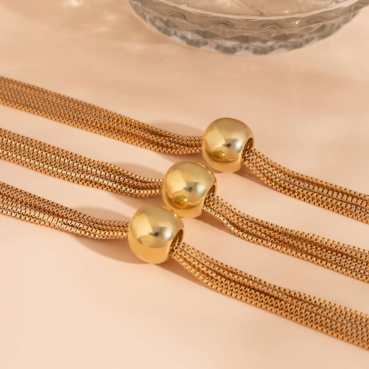 18K Gold-Plated Ball Layered Collar Necklace