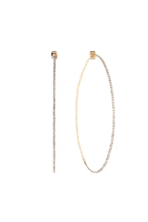 25660-80 - 3.50" RHINESTONE ONE-LINE WIRE HOOP POST EARRINGS
