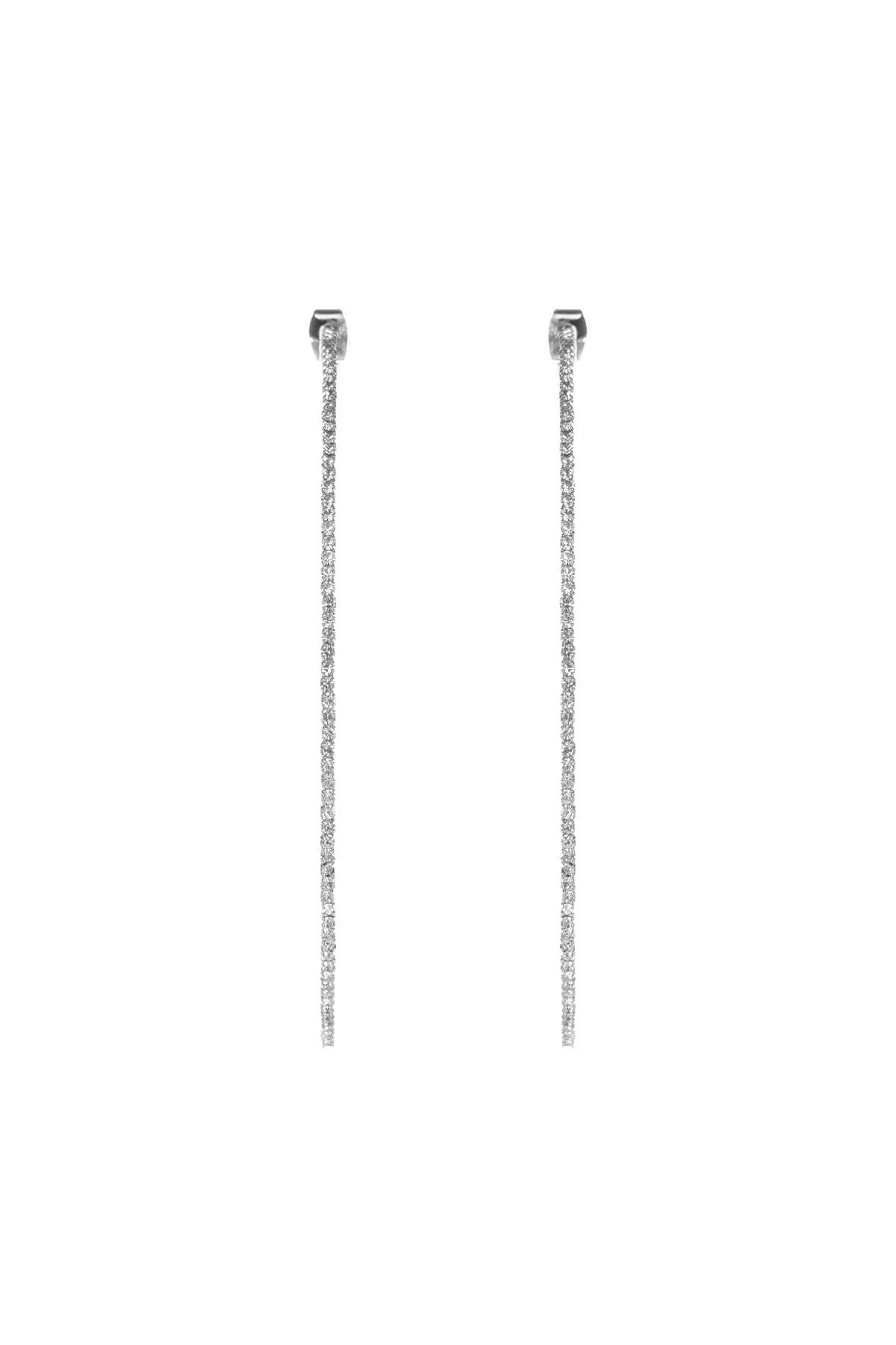 25660-80 - 3.50" RHINESTONE ONE-LINE WIRE HOOP POST EARRINGS