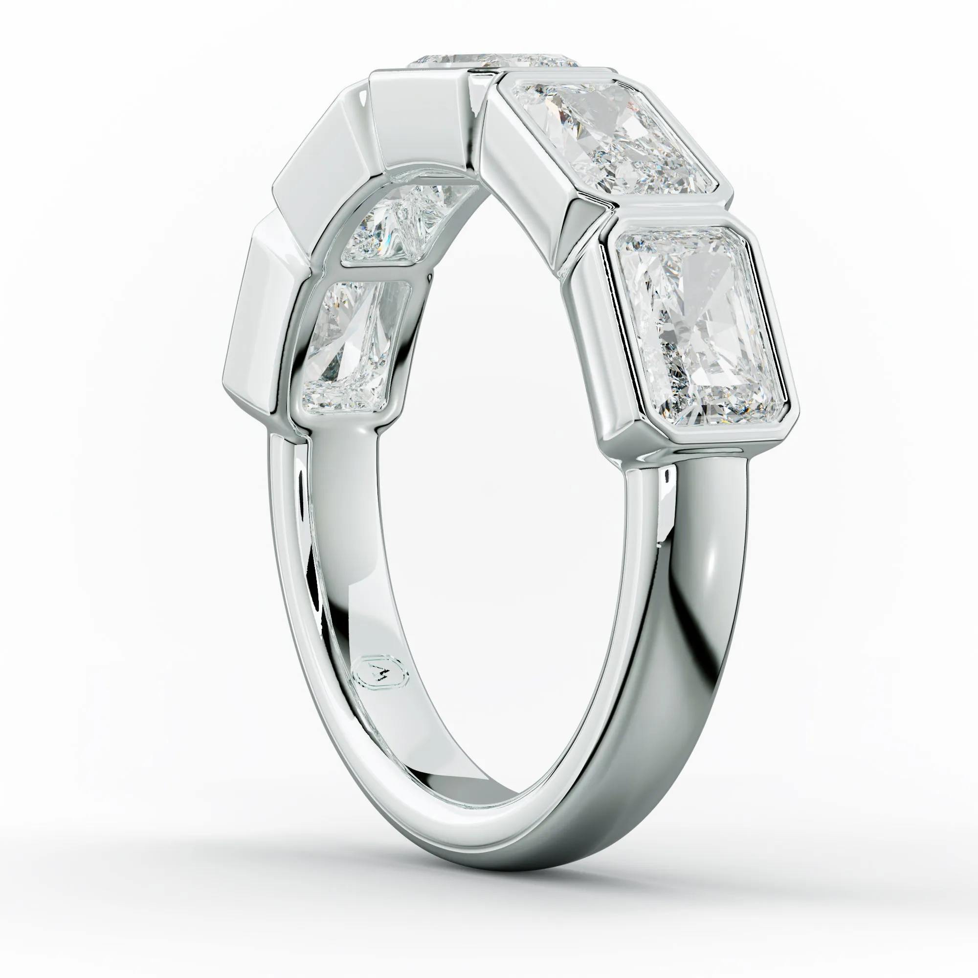 3.0 Carat East West Radiant Cut Bezel Set Diamond Anniversary Band