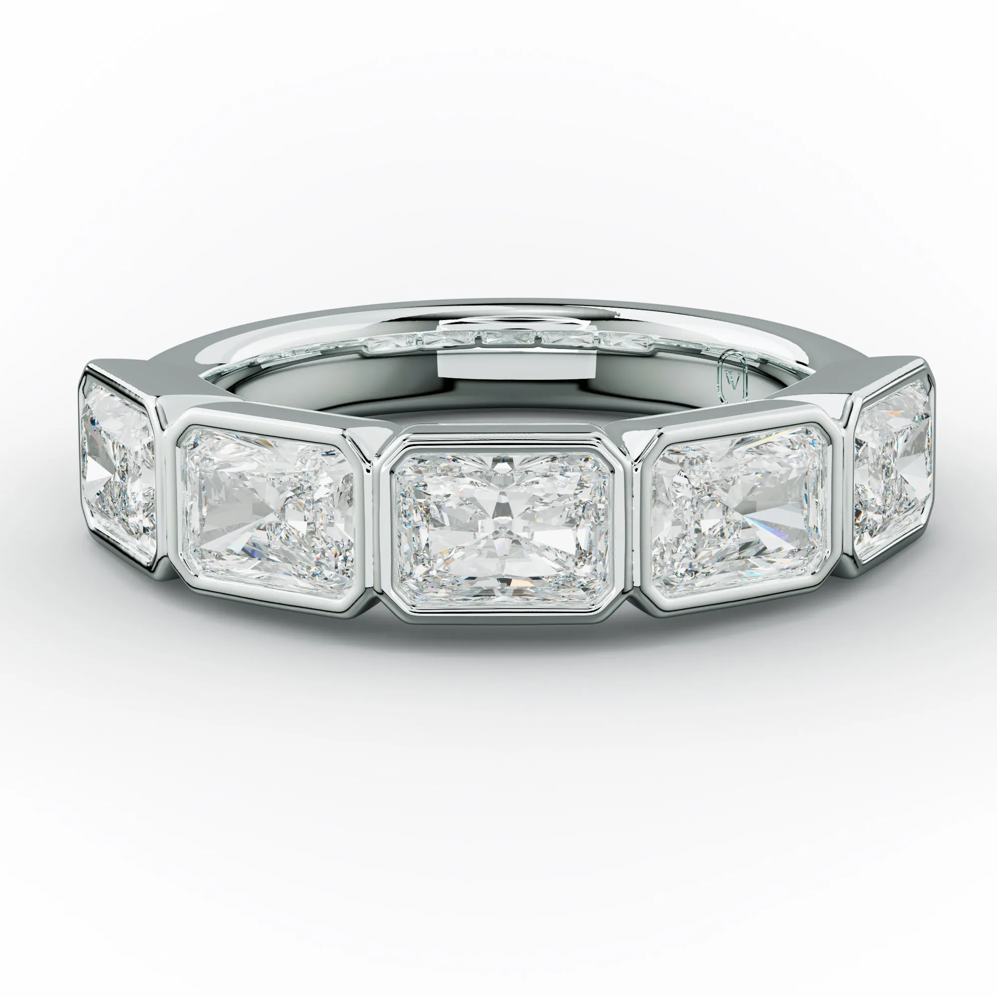 3.0 Carat East West Radiant Cut Bezel Set Diamond Anniversary Band