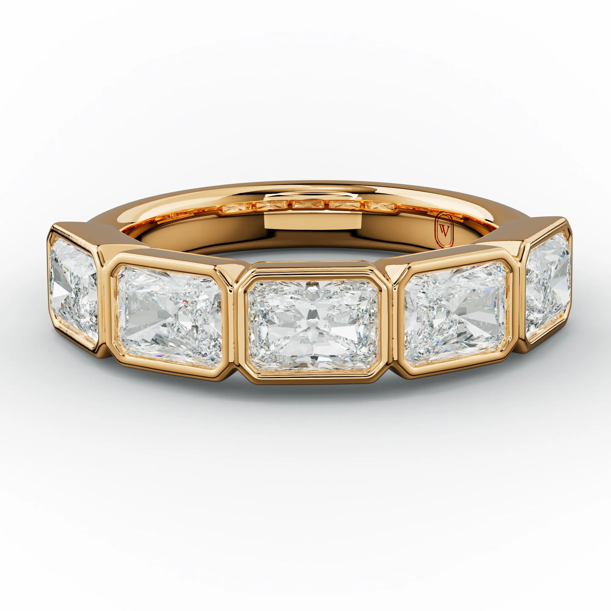 3.0 Carat East West Radiant Cut Bezel Set Diamond Anniversary Band