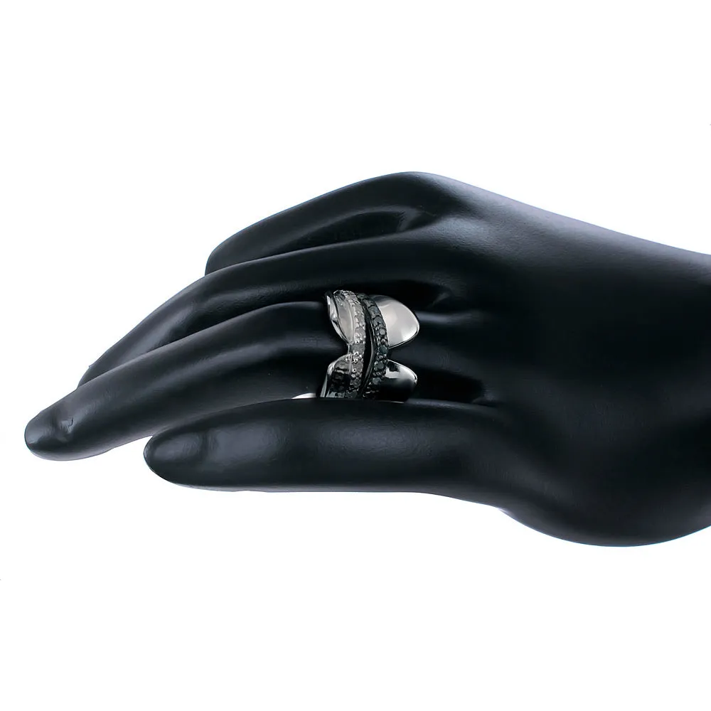 3/4 cttw White and Blue Diamond Statement Ring in Sterling Silver