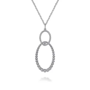925 Sterling Silver Bujukan White Sapphire Circle Pendant Necklace