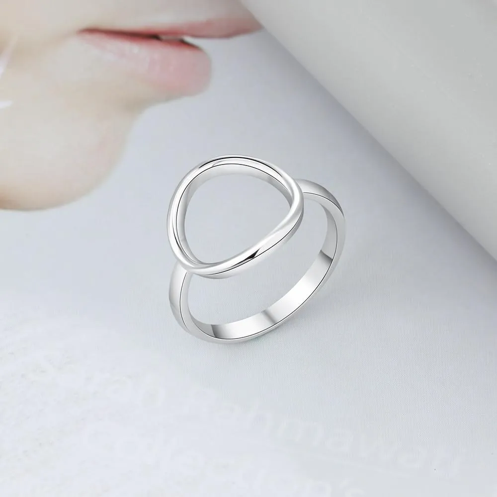 925 Sterling Silver Simple Style Hollow Round Rings for Women – Trendy Minimalist Jewelry