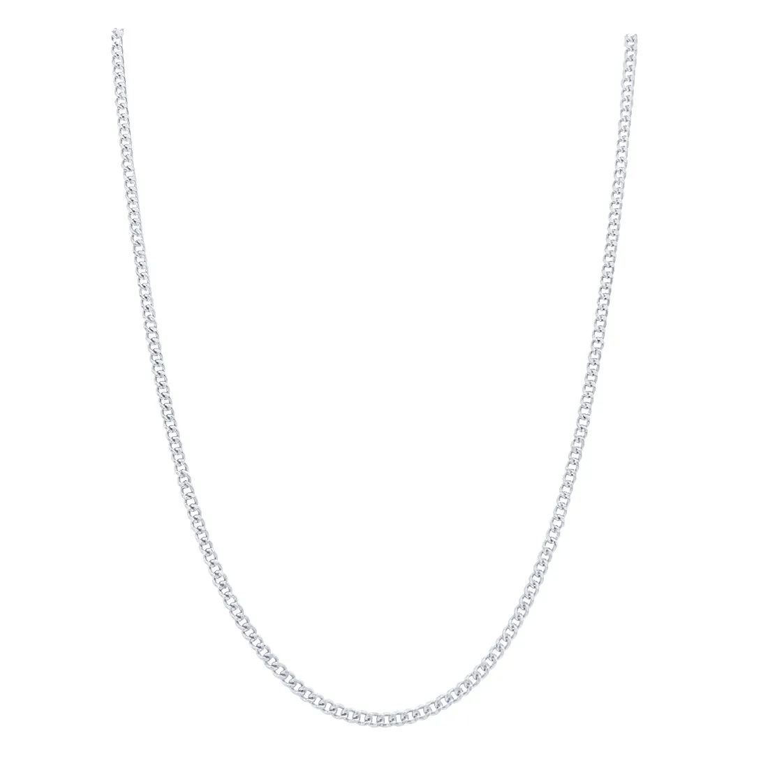 9ct White Gold Fine Diamond Cut Curb Chain Necklace 50cm
