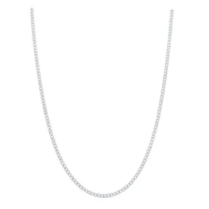 9ct White Gold Fine Diamond Cut Curb Chain Necklace 50cm