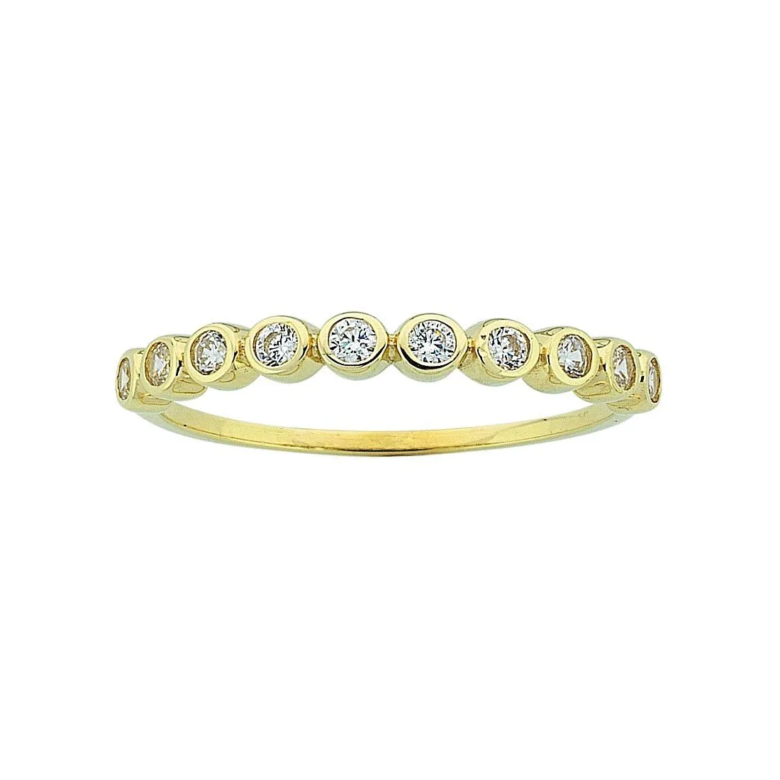 9ct Yellow Gold Cubic Zirconia Bezel Channel Set Stackable Ring
