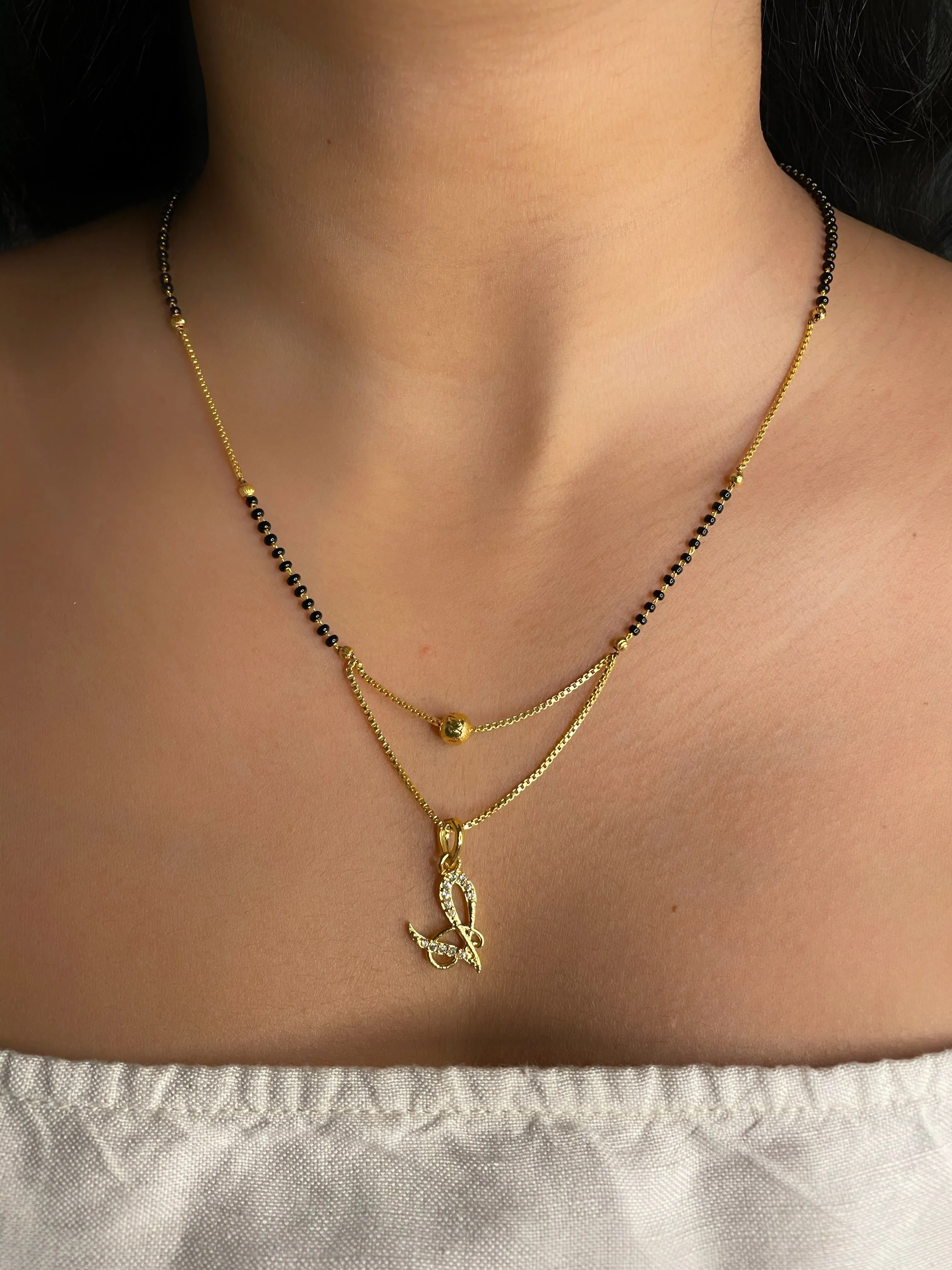 A-Z Cursive Letter Mangalsutras Short Mangalsutra Designs (20 Inches)
