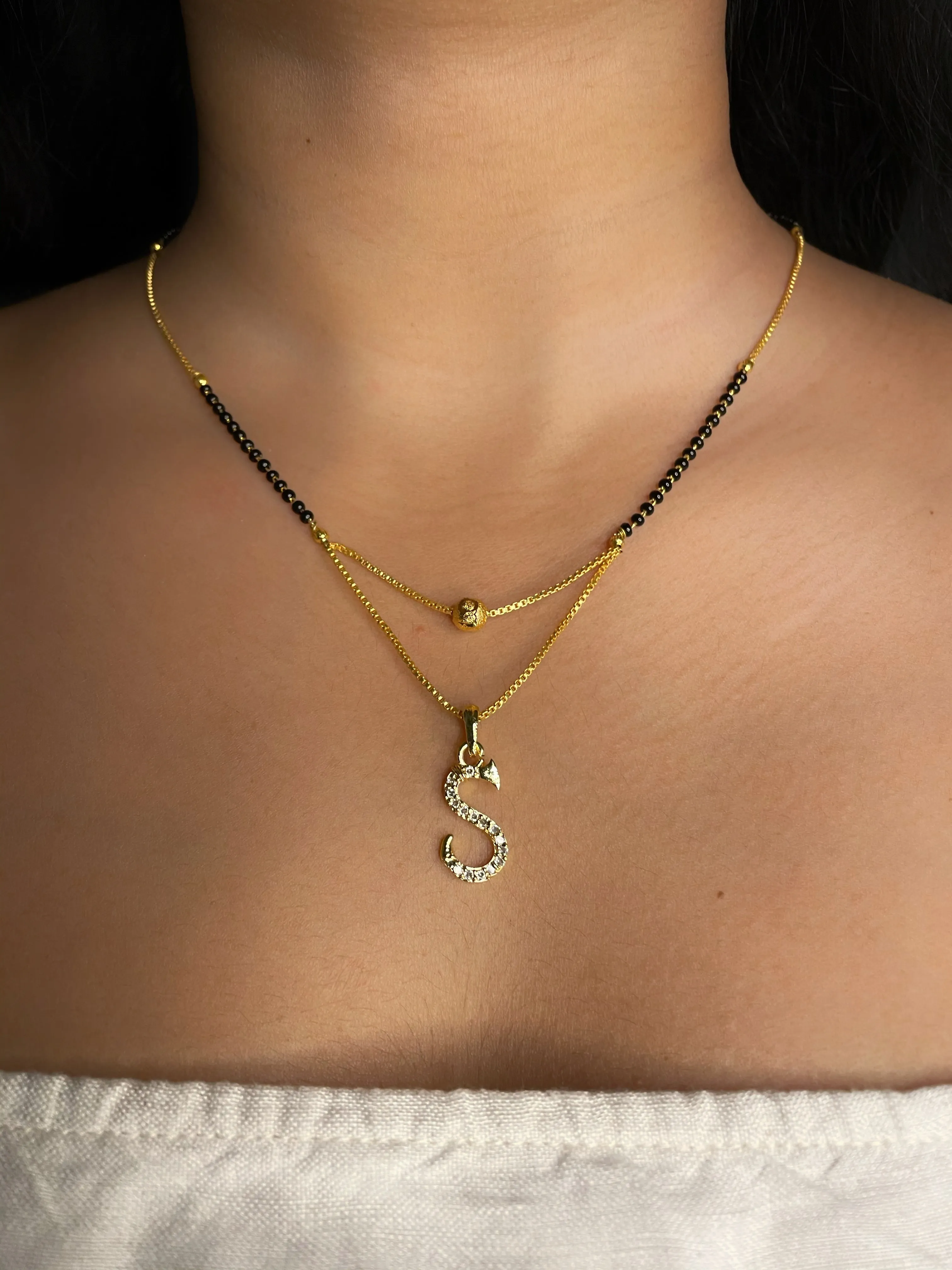 A-Z Cursive Letter Mangalsutras Short Mangalsutra Designs (20 Inches)