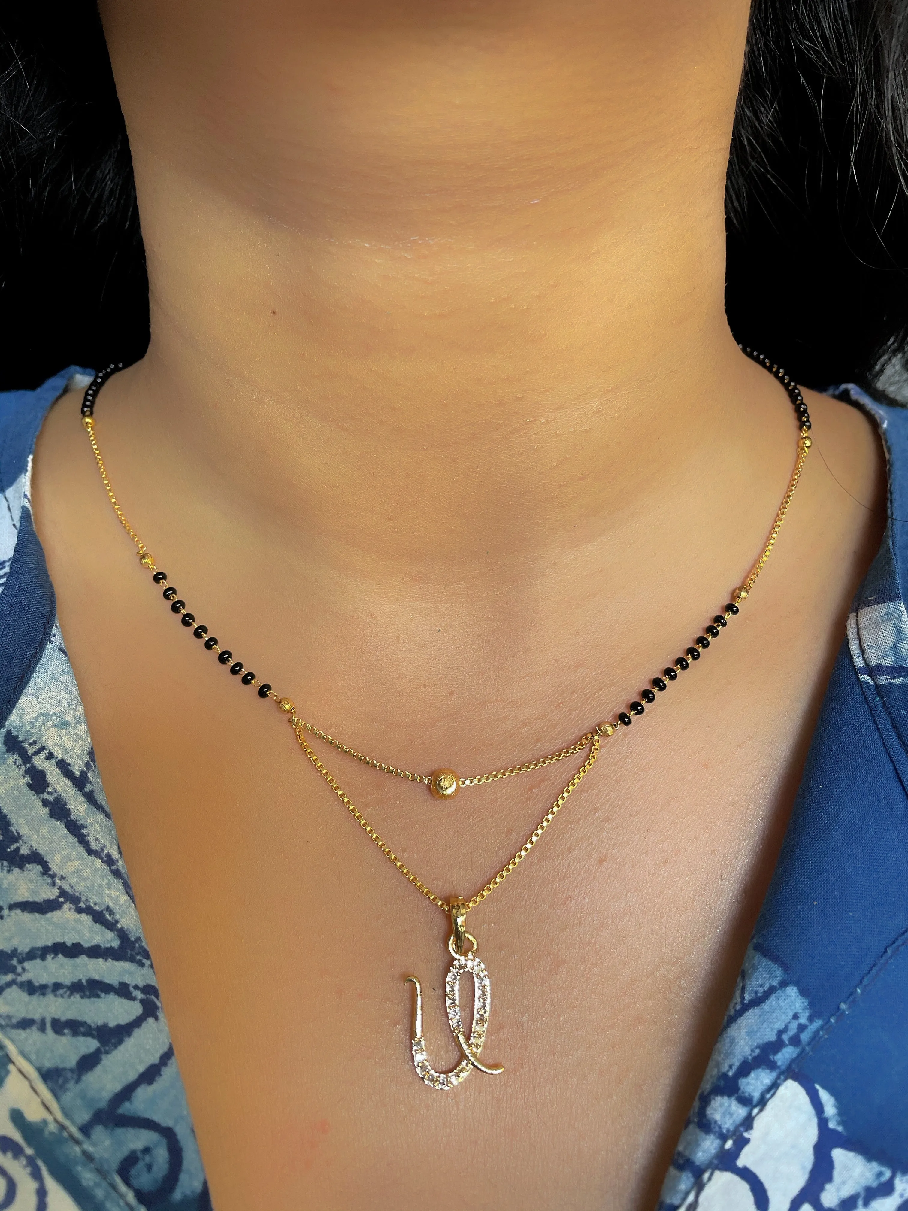 A-Z Cursive Letter Mangalsutras Short Mangalsutra Designs (20 Inches)