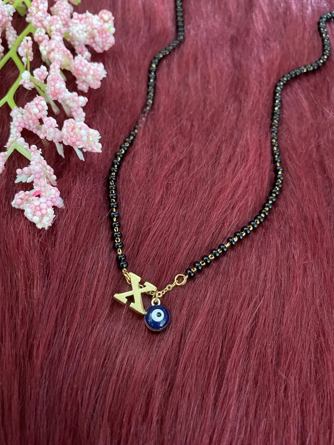 A-Z Letter Short Mangalsutra Designs with Evil Eye (20 Inches)