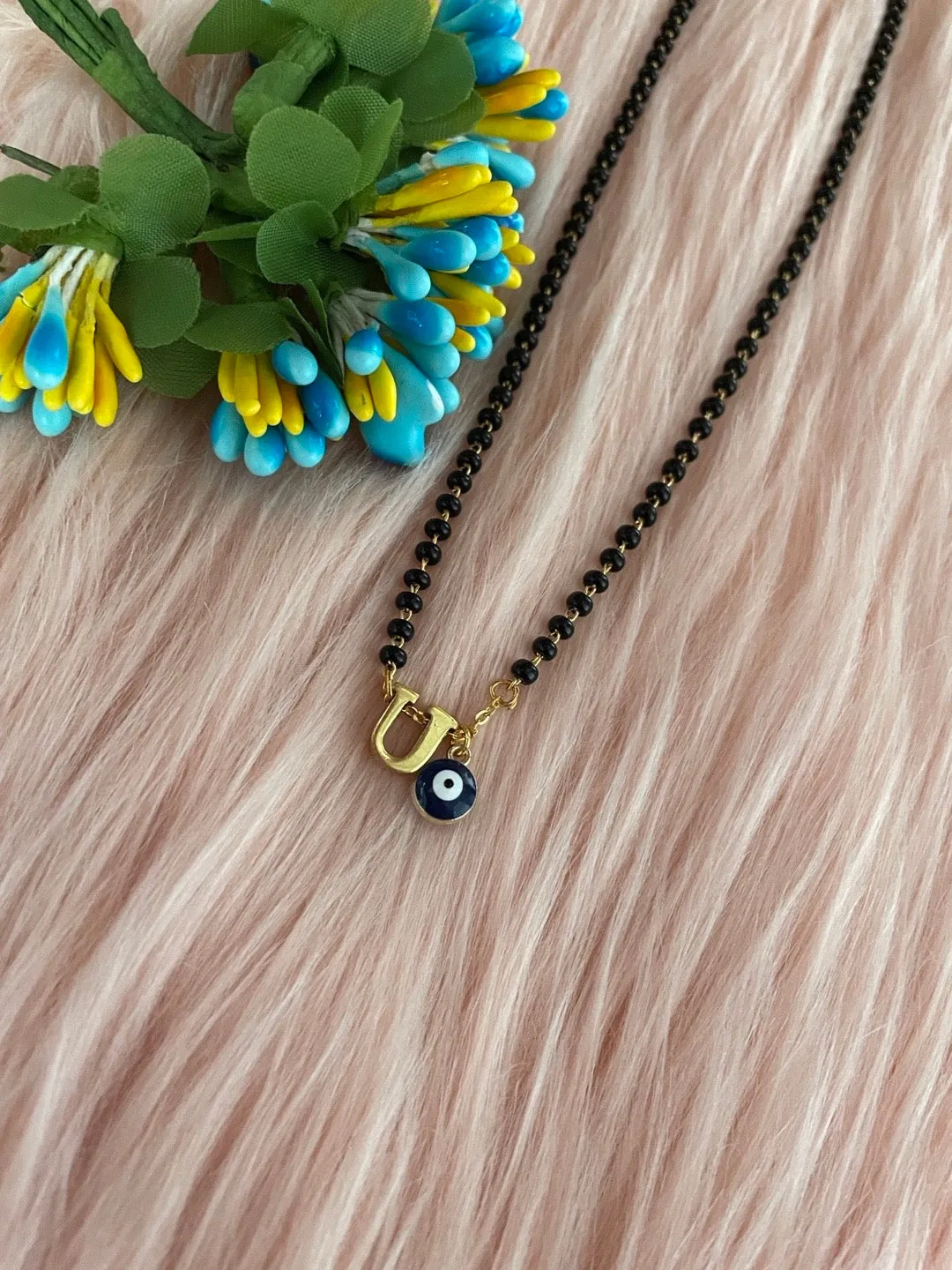 A-Z Letter Short Mangalsutra Designs with Evil Eye (20 Inches)