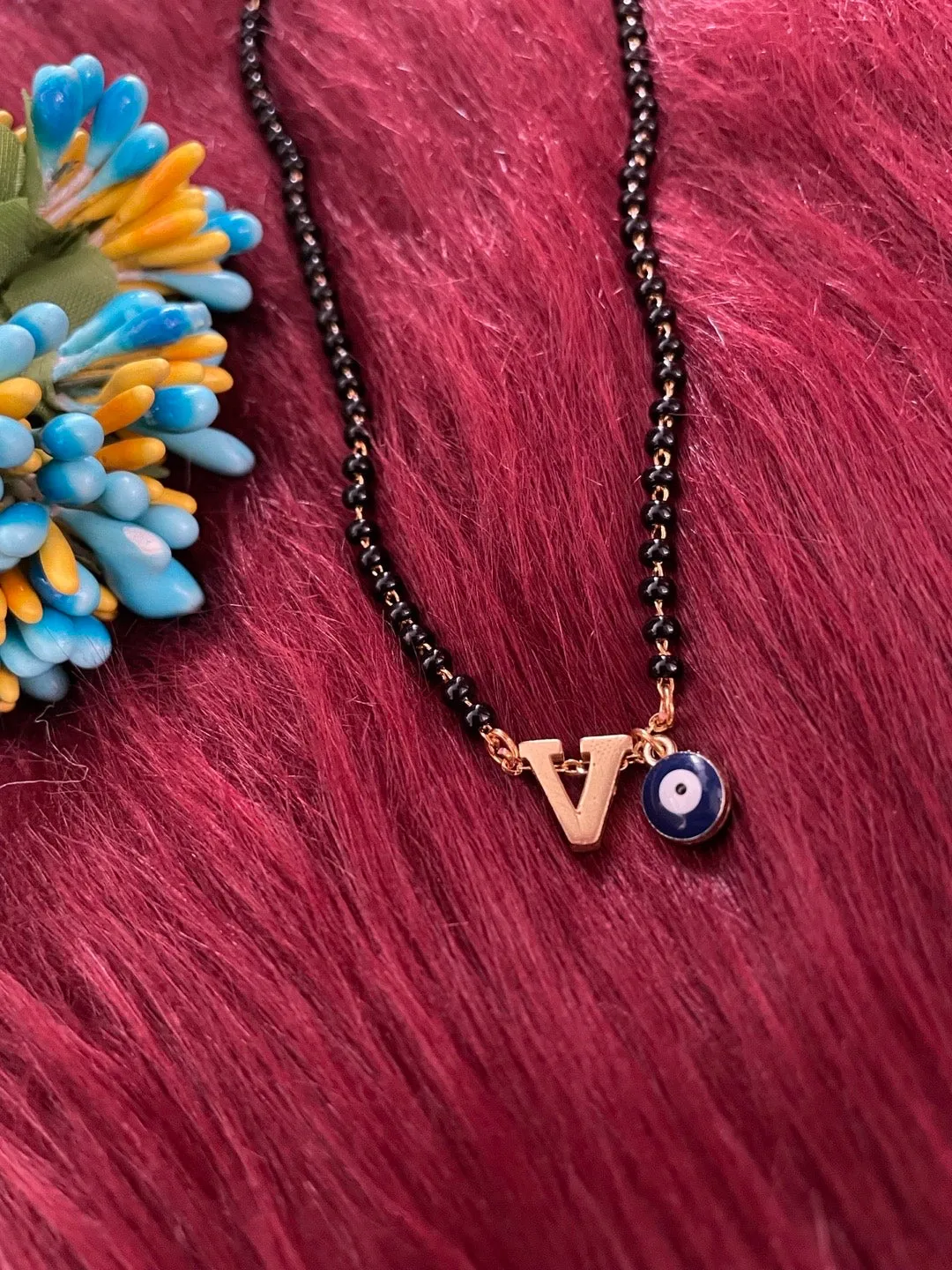A-Z Letter Short Mangalsutra Designs with Evil Eye (20 Inches)