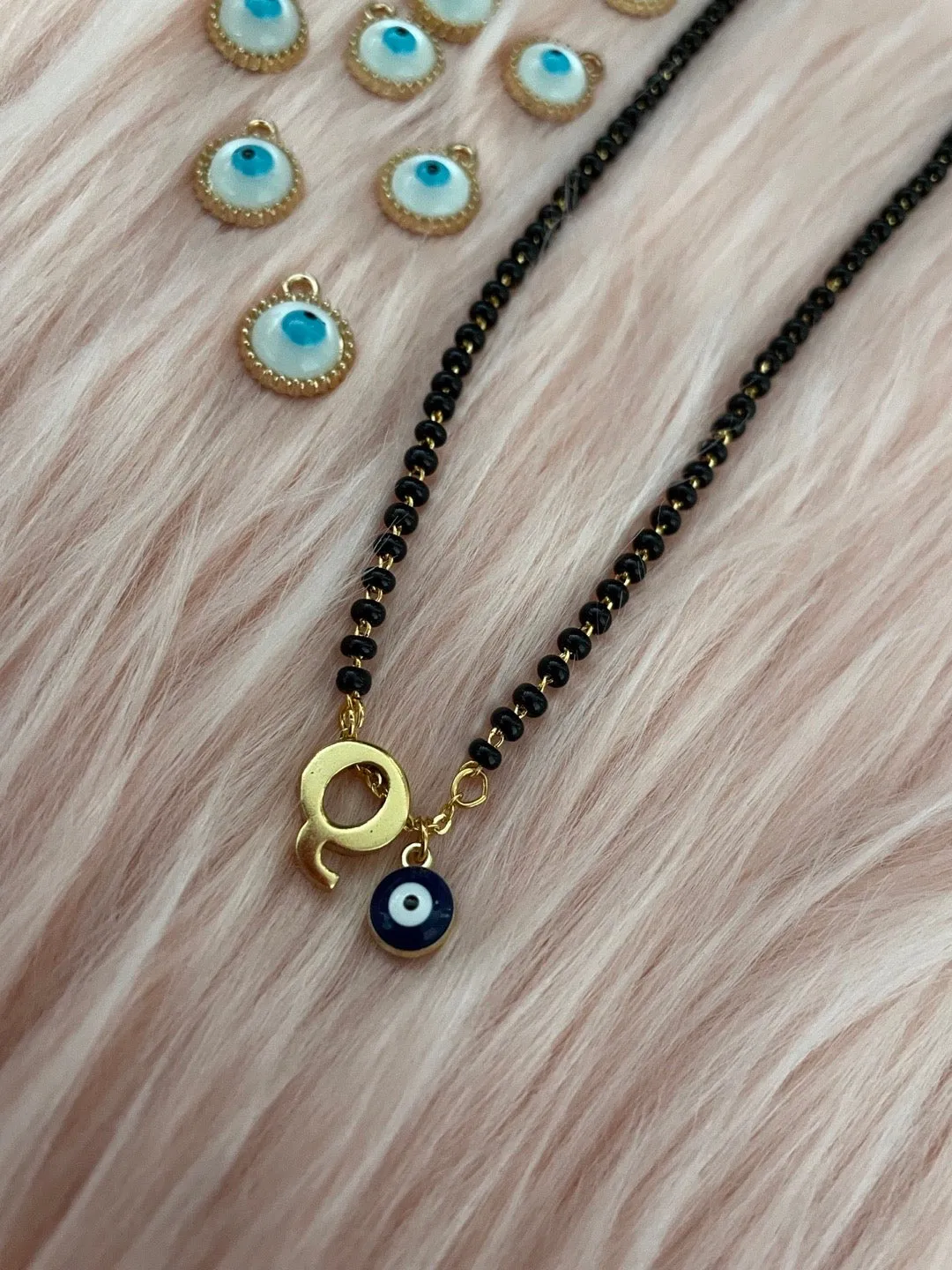 A-Z Letter Short Mangalsutra Designs with Evil Eye (20 Inches)