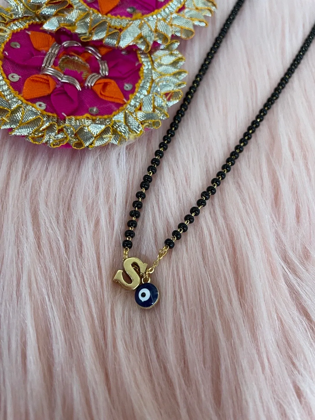 A-Z Letter Short Mangalsutra Designs with Evil Eye (20 Inches)