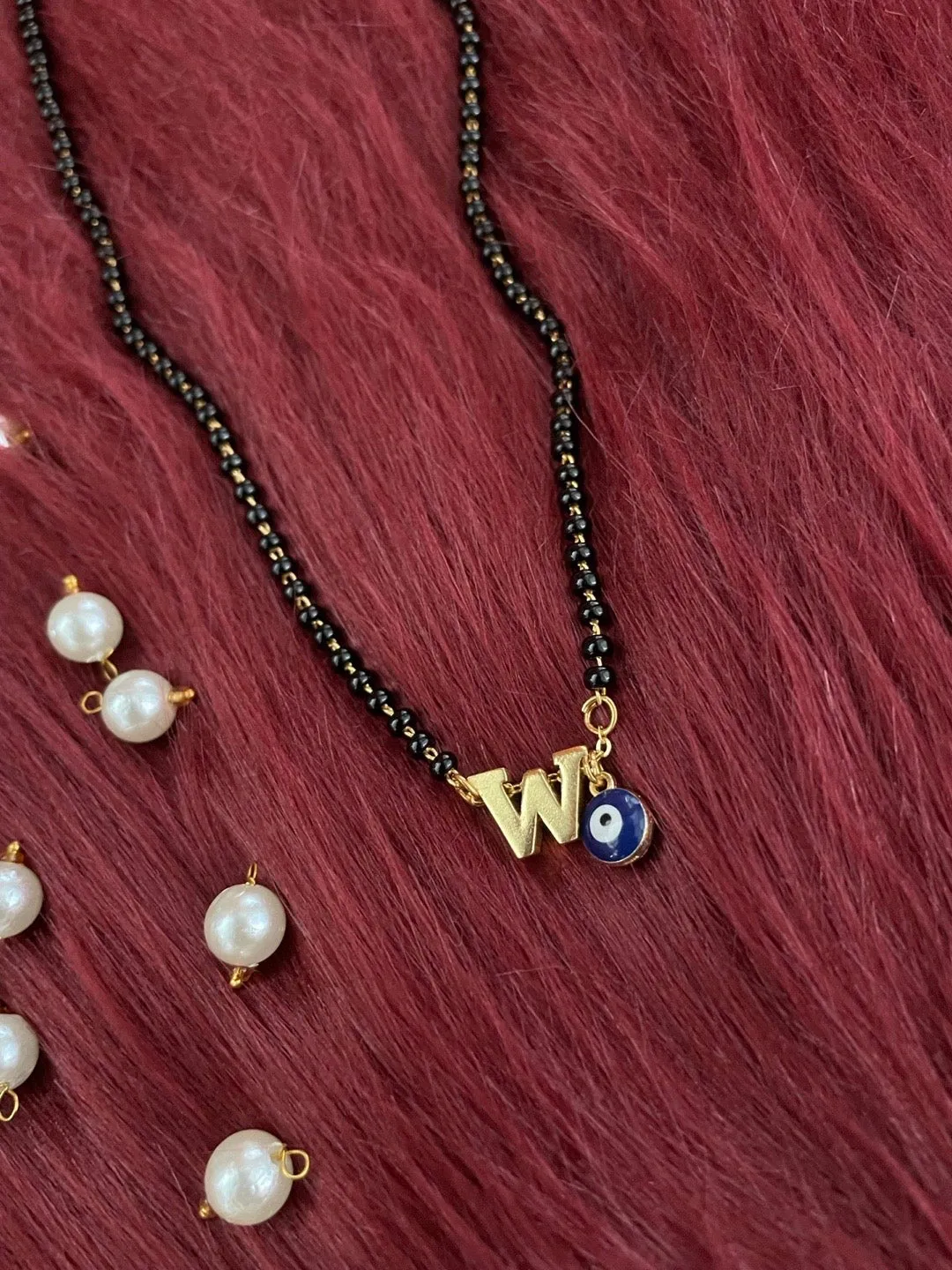 A-Z Letter Short Mangalsutra Designs with Evil Eye (20 Inches)
