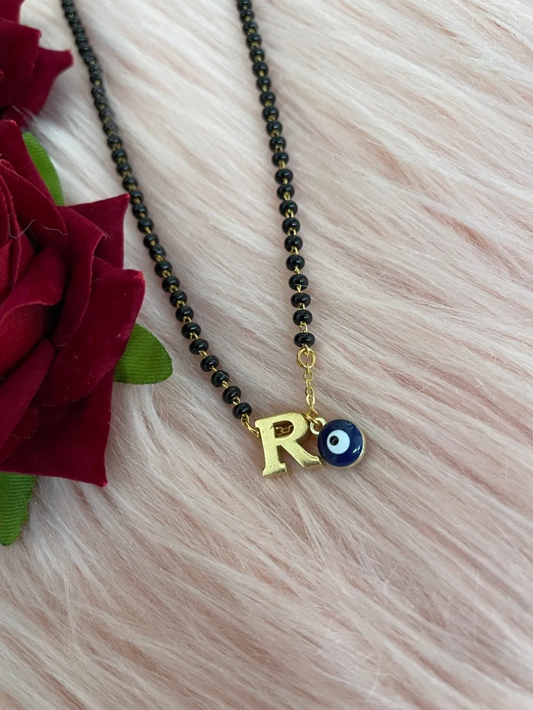 A-Z Letter Short Mangalsutra Designs with Evil Eye (20 Inches)