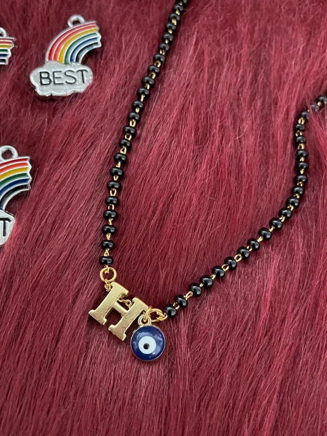 A-Z Letter Short Mangalsutra Designs with Evil Eye (20 Inches)