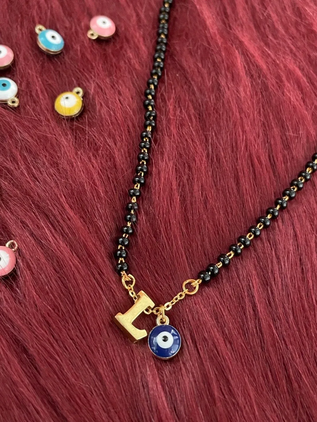A-Z Letter Short Mangalsutra Designs with Evil Eye (20 Inches)
