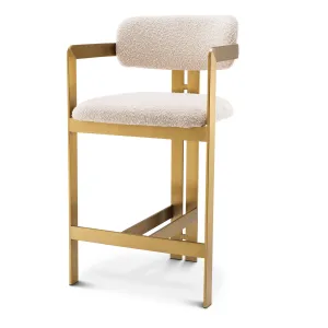 A115049 - Counter Stool Donato brushed brass finish bouclé cream