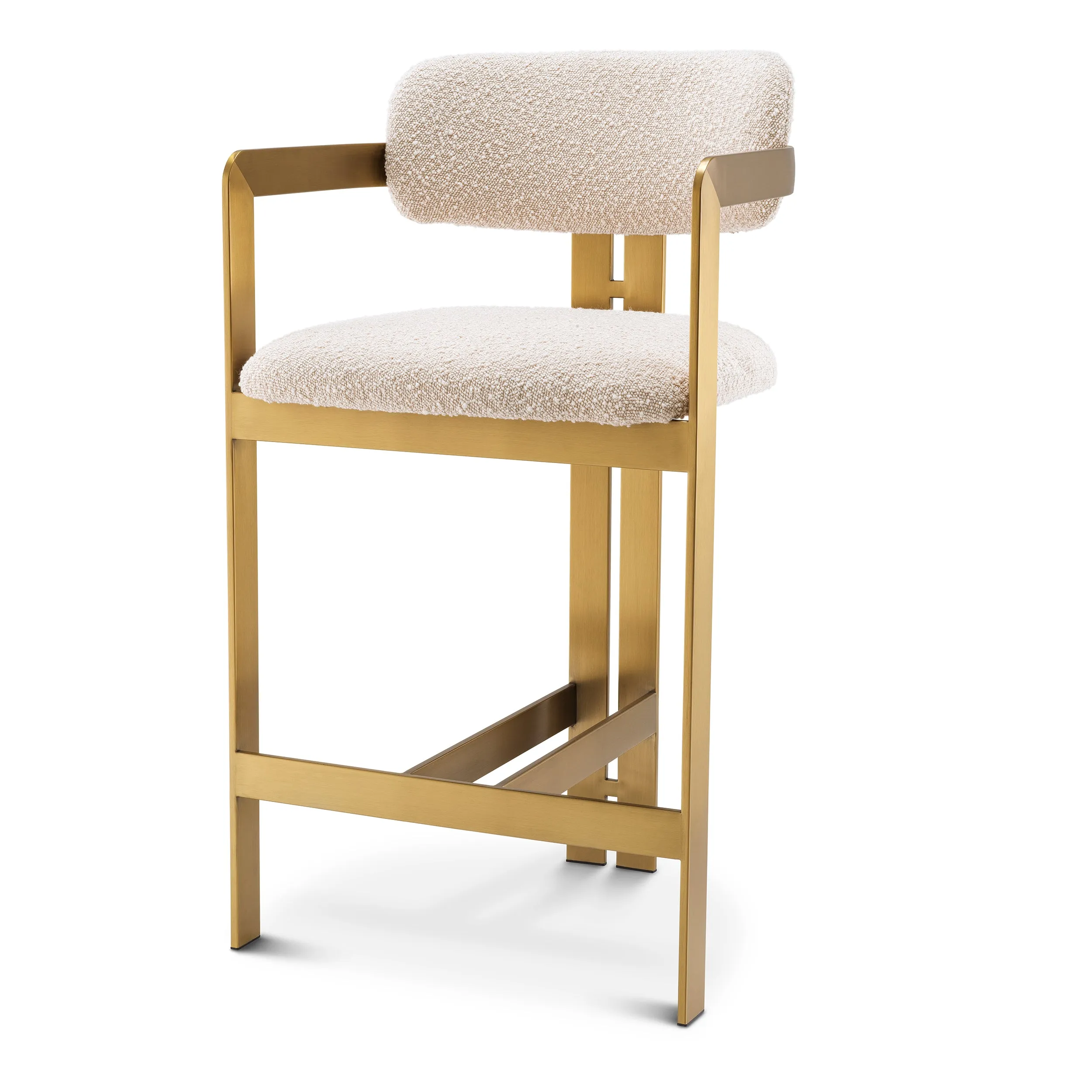 A115049 - Counter Stool Donato brushed brass finish bouclé cream