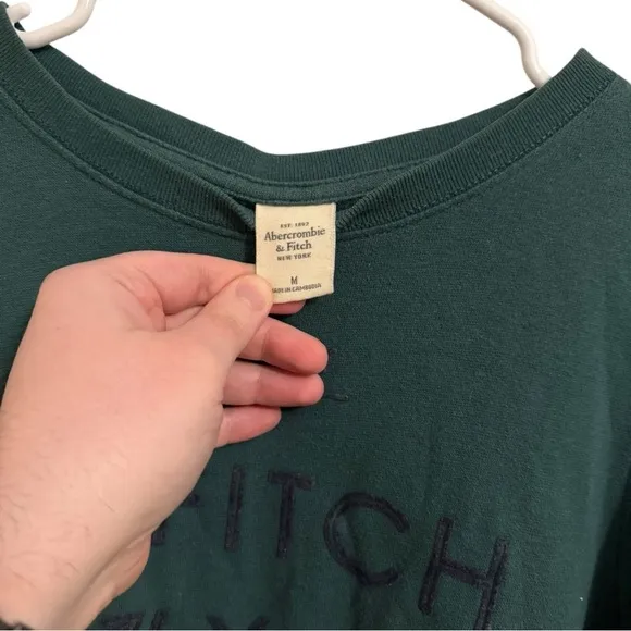 Abercrombie and Fitch AE Vintage Sweatshirt Medium Green Crewneck Embroidered