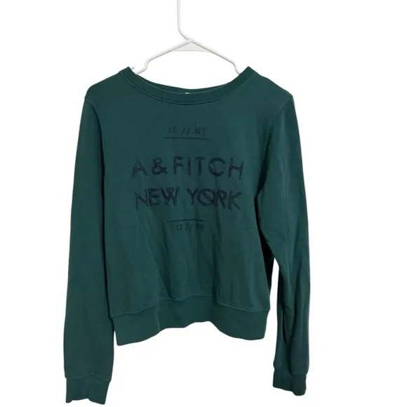 Abercrombie and Fitch AE Vintage Sweatshirt Medium Green Crewneck Embroidered